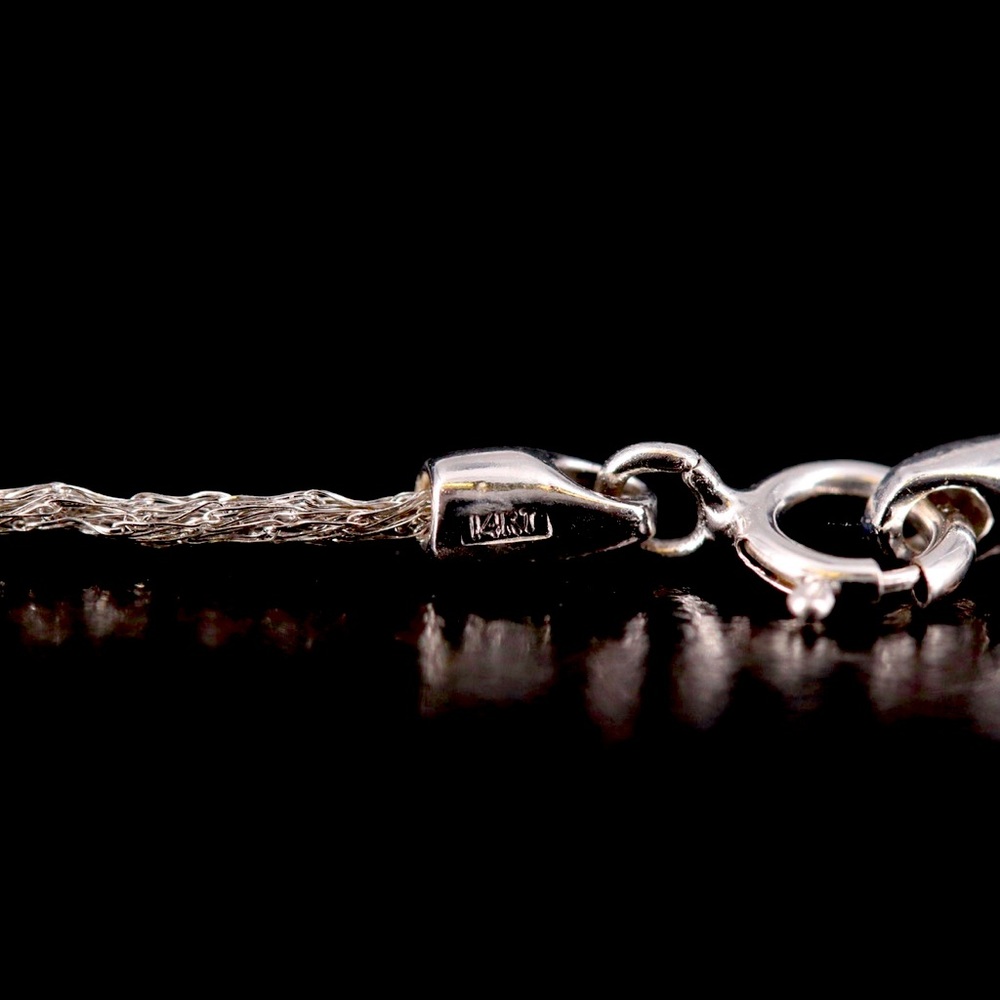 Solid 14K White Gold Mesh Web DQCZ Station Necklace - Picture 5 of 6